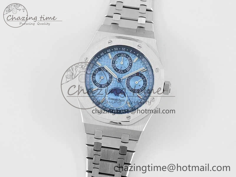 Supportive Royal Oak 41mm Complicated 26574 SS APSF1:1 Best Edition Ice Blue Dial on SS Bracelet A 4793