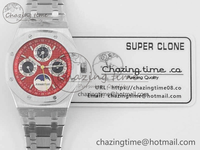 UrbanChic Royal Oak 41mm Complicated 26574 SS APSF1:1 Best Edition Red Black Dial on SS Bracelet A 4797