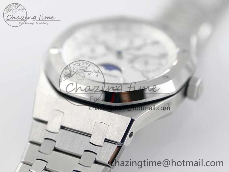 Sophisticated Royal Oak 41mm Complicated 26574 SS APSF1:1 Best Edition Silver Dial on SS Bracelet A 4802
