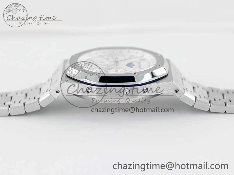 Sophisticated Royal Oak 41mm Complicated 26574 SS APSF1:1 Best Edition Silver Dial on SS Bracelet A 4802