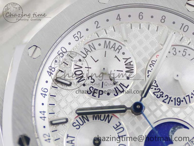 Sophisticated Royal Oak 41mm Complicated 26574 SS APSF1:1 Best Edition Silver Dial on SS Bracelet A 4802