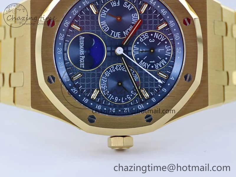 Royal Oak 41mm Complicated 26574 YG APSF1:1 Best Edition Blue Dial on YG Bracelet A SmoothTexture 4805