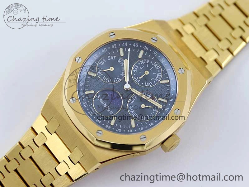 Royal Oak 41mm Complicated 26574 YG APSF1:1 Best Edition Blue Dial on YG Bracelet A SmoothTexture 4805