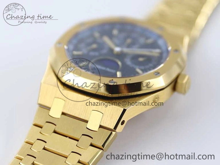 Royal Oak 41mm Complicated 26574 YG APSF1:1 Best Edition Blue Dial on YG Bracelet A SmoothTexture 4805