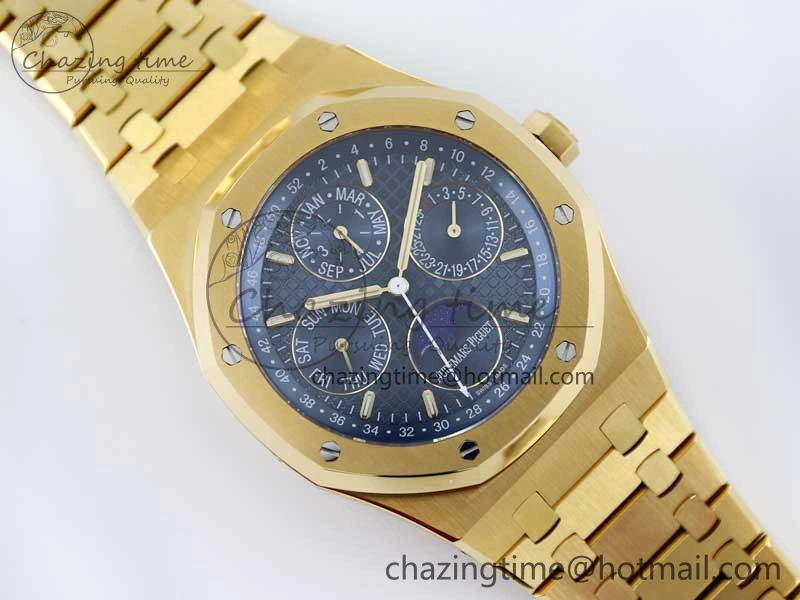 Royal Oak 41mm Complicated 26574 YG APSF1:1 Best Edition Blue Dial on YG Bracelet A SmoothTexture 4805