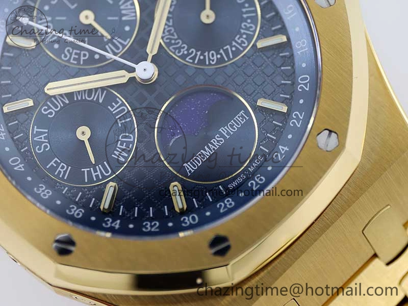 Royal Oak 41mm Complicated 26574 YG APSF1:1 Best Edition Blue Dial on YG Bracelet A SmoothTexture 4805
