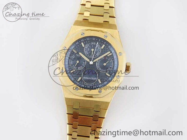Royal Oak 41mm Complicated 26574 YG APSF1:1 Best Edition Blue Dial on YG Bracelet A SmoothTexture 4805