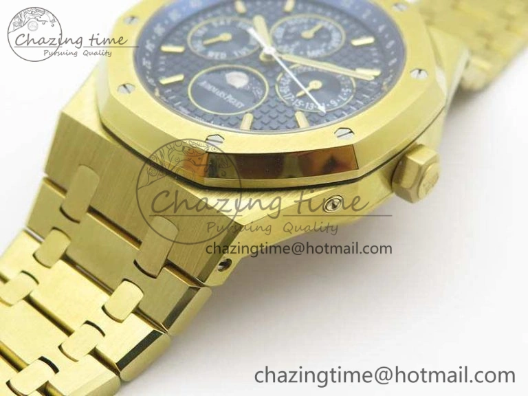 Royal Oak 41mm Complicated 26574 YG JF 1:1 Best Edition Blue Textured Dial On YG Bracelet A Youthful 4992