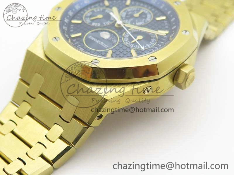 Royal Oak 41mm Complicated 26574 YG JF 1:1 Best Edition Blue Textured Dial On YG Bracelet A Youthful 4992