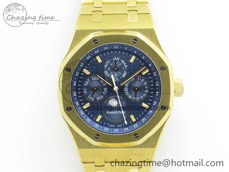 Royal Oak 41mm Complicated 26574 YG JF 1:1 Best Edition Blue Textured Dial On YG Bracelet A Youthful 4992