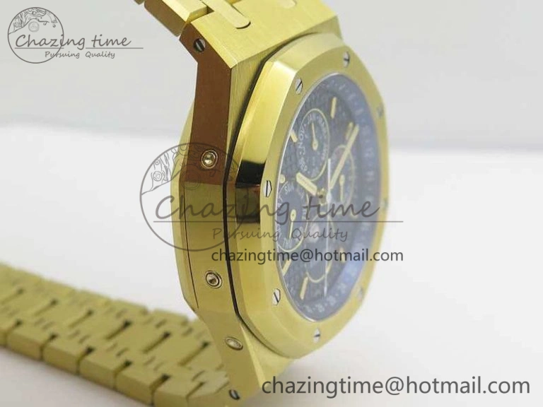 Royal Oak 41mm Complicated 26574 YG JF 1:1 Best Edition Blue Textured Dial On YG Bracelet A Youthful 4992