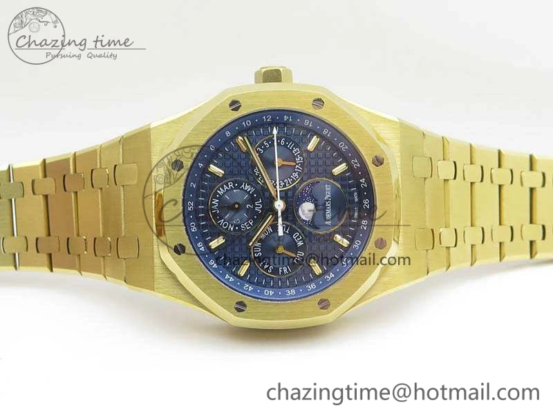 Royal Oak 41mm Complicated 26574 YG JF 1:1 Best Edition Blue Textured Dial On YG Bracelet A Youthful 4992