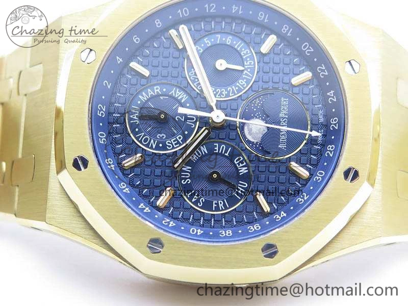 Royal Oak 41mm Complicated 26574 YG JF 1:1 Best Edition Blue Textured Dial On YG Bracelet A Youthful 4992