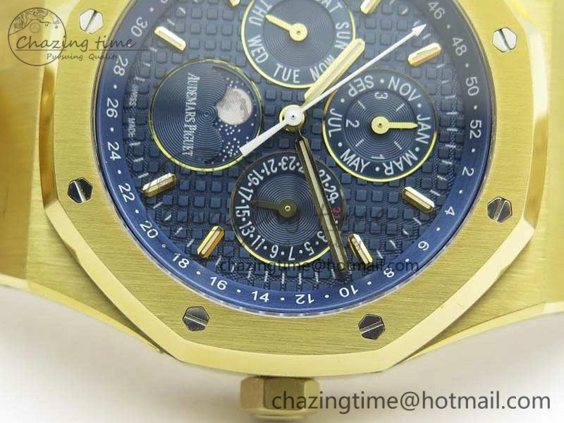 Royal Oak 41mm Complicated 26574 YG JF 1:1 Best Edition Blue Textured Dial On YG Bracelet A Youthful 4992