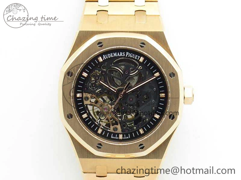 Lightweight Royal Oak 41mm Double Balance Wheel Openworked 15407 RG JF 1:1 Best Edition On RG Bracelet A 4981