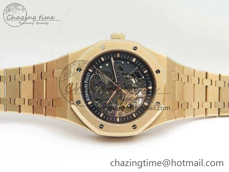 Lightweight Royal Oak 41mm Double Balance Wheel Openworked 15407 RG JF 1:1 Best Edition On RG Bracelet A 4981