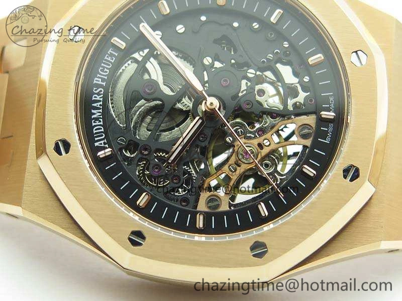 Lightweight Royal Oak 41mm Double Balance Wheel Openworked 15407 RG JF 1:1 Best Edition On RG Bracelet A 4981