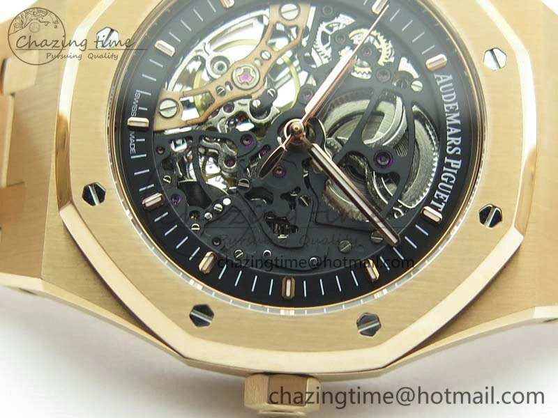 Lightweight Royal Oak 41mm Double Balance Wheel Openworked 15407 RG JF 1:1 Best Edition On RG Bracelet A 4981
