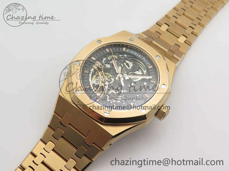 Lightweight Royal Oak 41mm Double Balance Wheel Openworked 15407 RG JF 1:1 Best Edition On RG Bracelet A 4981