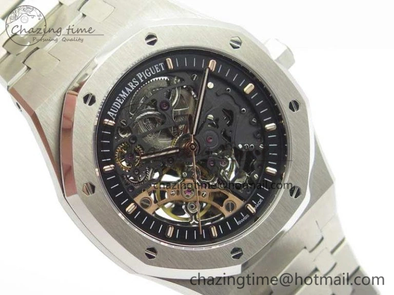 Bold Royal Oak 41mm Double Balance Wheel Openworked 15407 SS JF 1:1 Best Edition On SS Bracelet A 4986