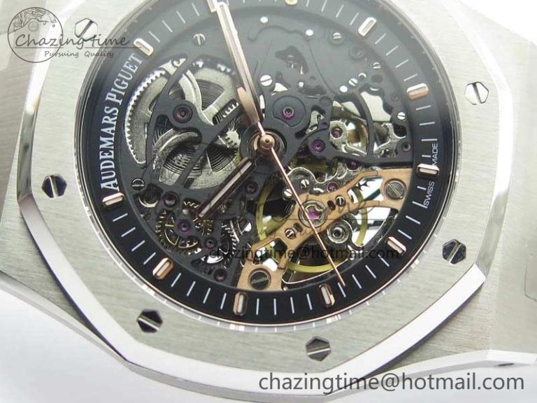 Bold Royal Oak 41mm Double Balance Wheel Openworked 15407 SS JF 1:1 Best Edition On SS Bracelet A 4986