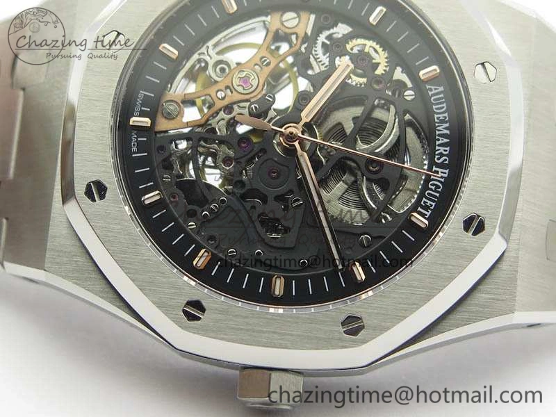 Bold Royal Oak 41mm Double Balance Wheel Openworked 15407 SS JF 1:1 Best Edition On SS Bracelet A 4986