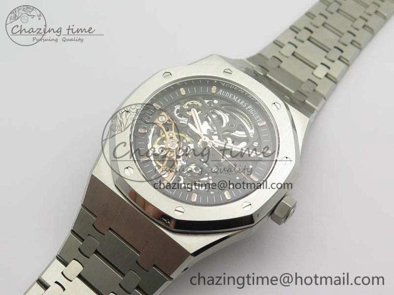 Bold Royal Oak 41mm Double Balance Wheel Openworked 15407 SS JF 1:1 Best Edition On SS Bracelet A 4986