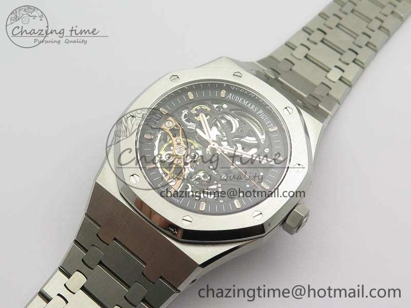 Bold Royal Oak 41mm Double Balance Wheel Openworked 15407 SS JF 1:1 Best Edition On SS Bracelet A 4986