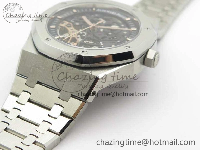Bold Royal Oak 41mm Double Balance Wheel Openworked 15407 SS JF 1:1 Best Edition On SS Bracelet A 4986