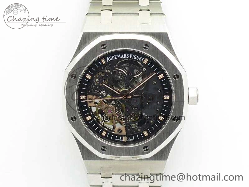 Bold Royal Oak 41mm Double Balance Wheel Openworked 15407 SS JF 1:1 Best Edition On SS Bracelet A 4986