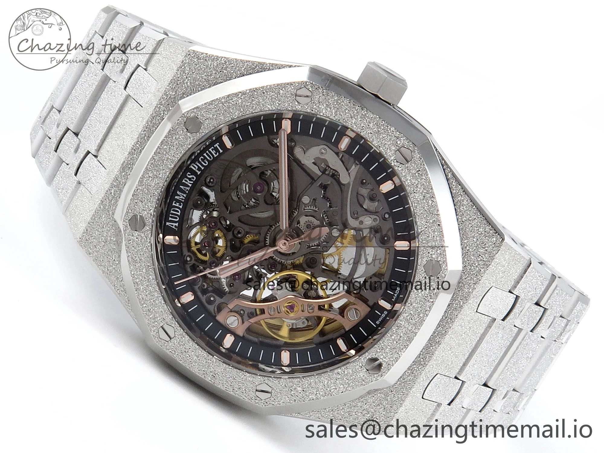 Functional Royal Oak 41mm Frosted 15407 SS THBF 1:1 Best Edition Skeleton Dial on SS Bracelet SA 4299
