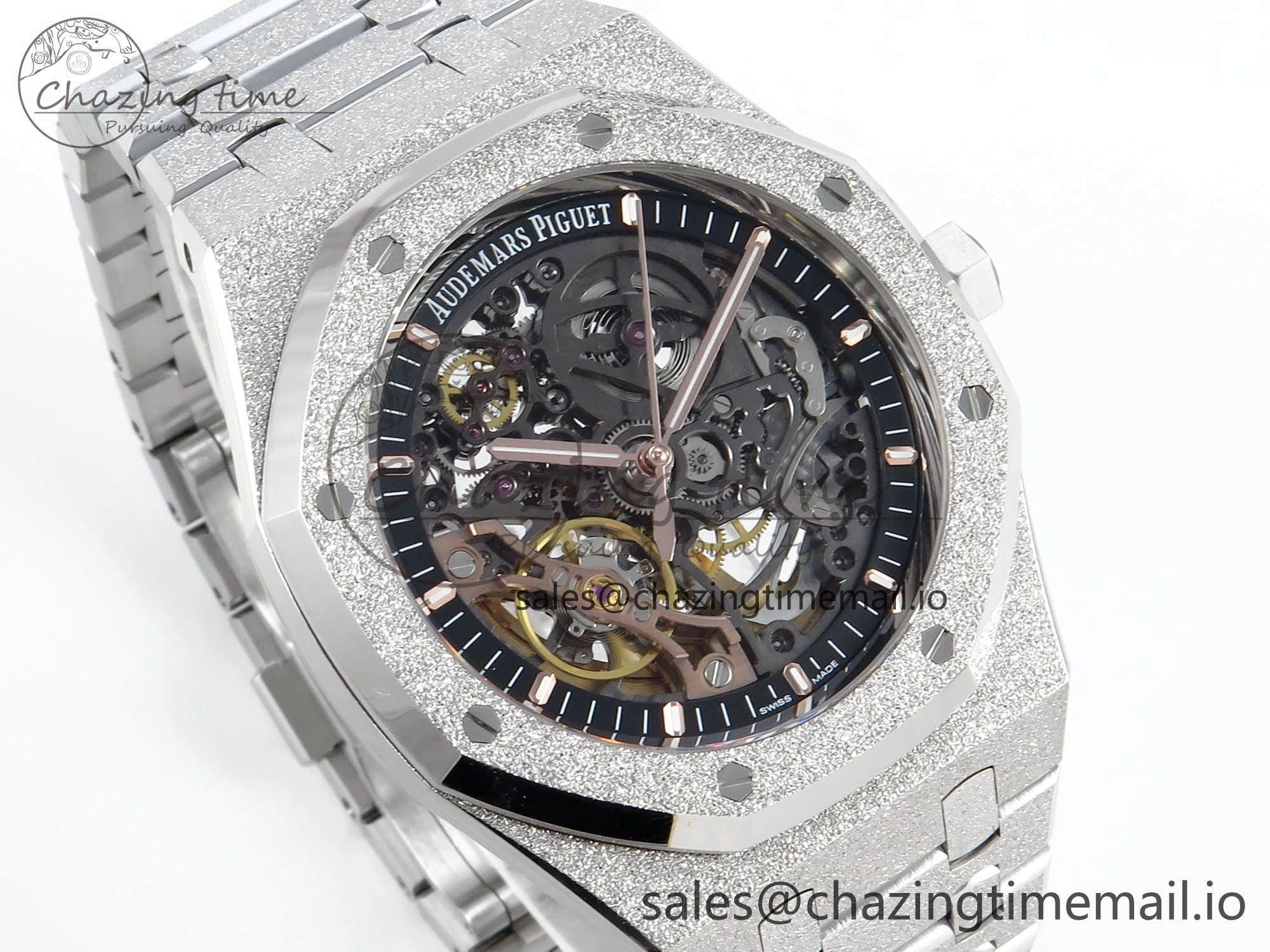 Functional Royal Oak 41mm Frosted 15407 SS THBF 1:1 Best Edition Skeleton Dial on SS Bracelet SA 4299