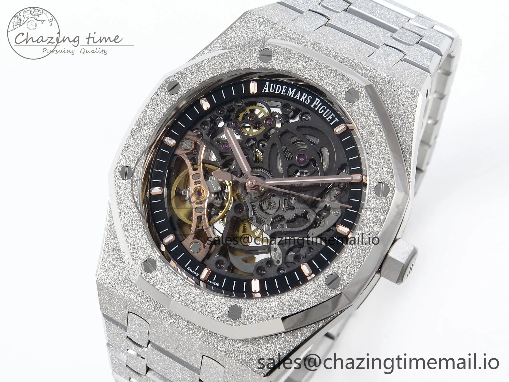 Functional Royal Oak 41mm Frosted 15407 SS THBF 1:1 Best Edition Skeleton Dial on SS Bracelet SA 4299