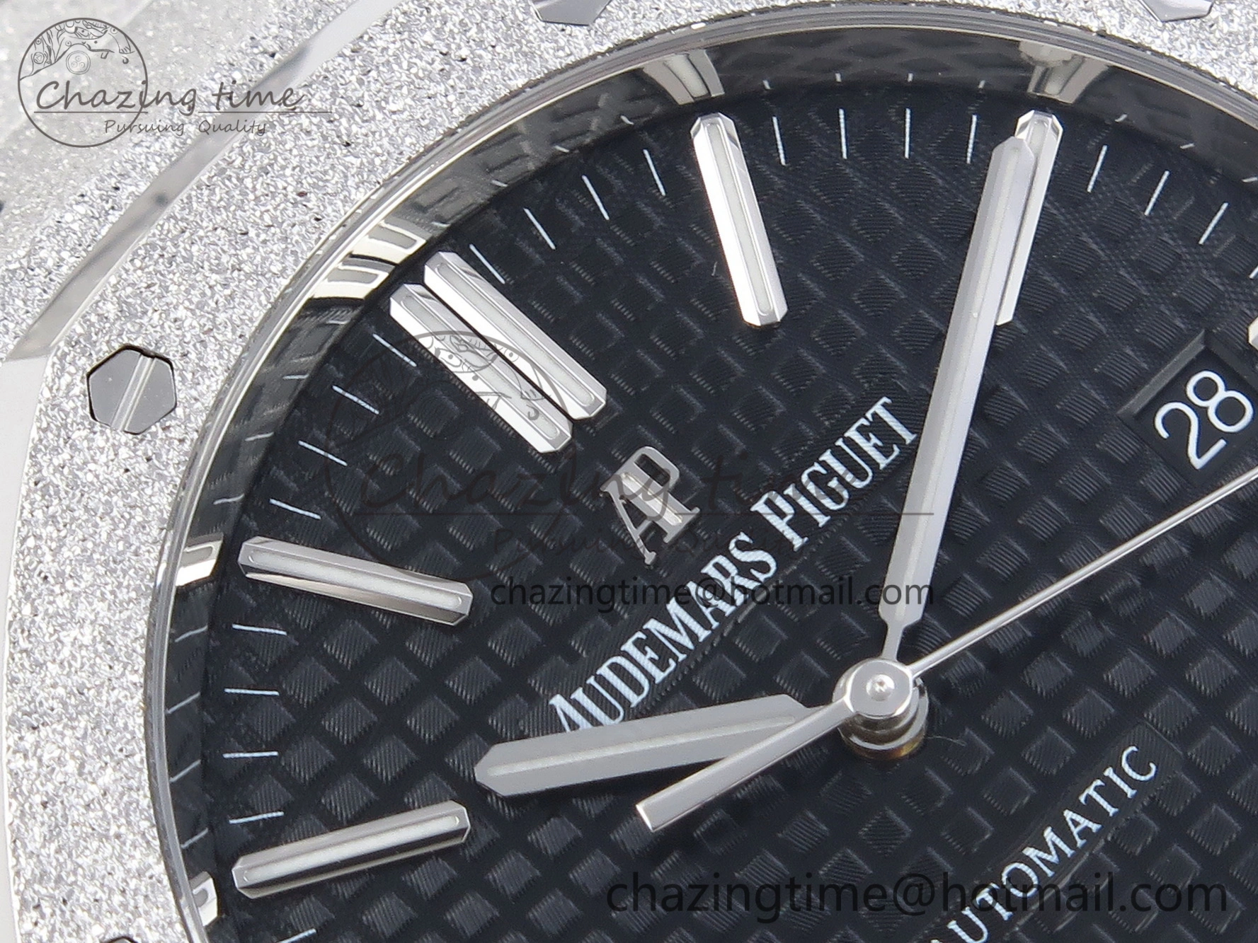 Stretchable Royal Oak 41mm Frosted SS APSF 1:1 Best Edition Black Textured Dial on SS Bracelet SA3120 Super Clone 4574