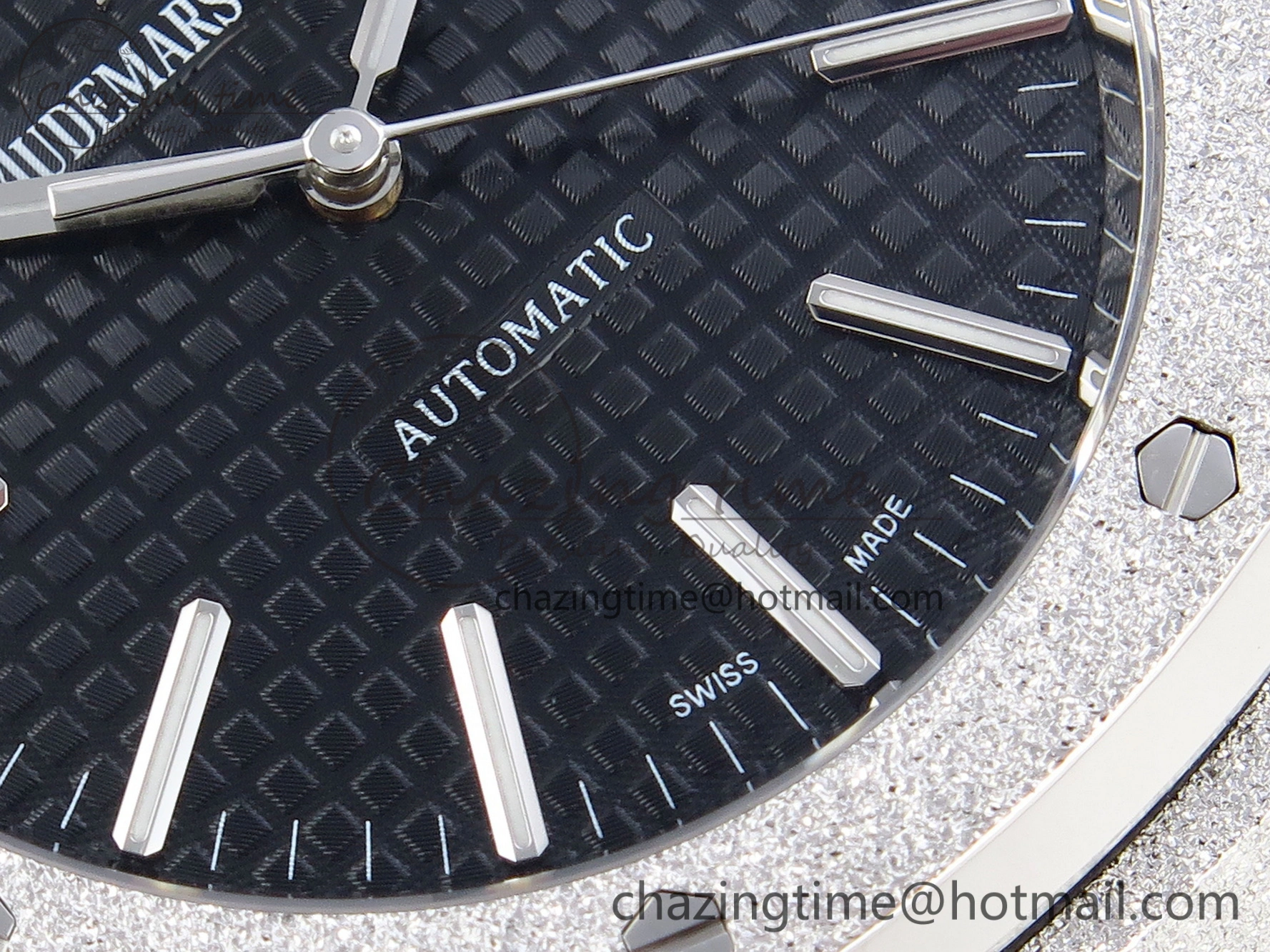Stretchable Royal Oak 41mm Frosted SS APSF 1:1 Best Edition Black Textured Dial on SS Bracelet SA3120 Super Clone 4574
