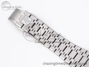 Colorful Royal Oak 41mm Frosted SS APSF 1:1 Best Edition Blue Textured Dial on SS Bracelet SA3120 Super Clone 4573