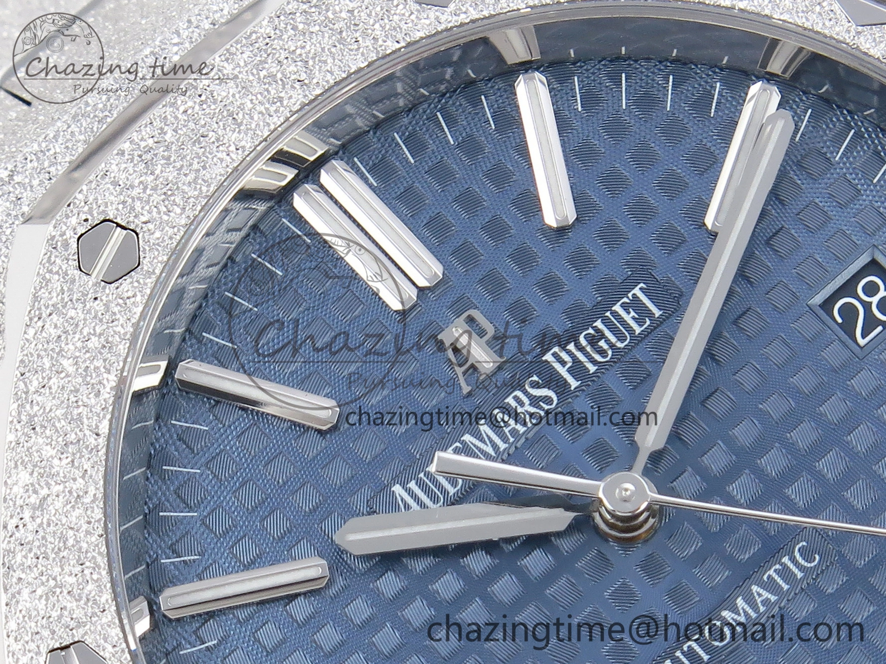 Colorful Royal Oak 41mm Frosted SS APSF 1:1 Best Edition Blue Textured Dial on SS Bracelet SA3120 Super Clone 4573