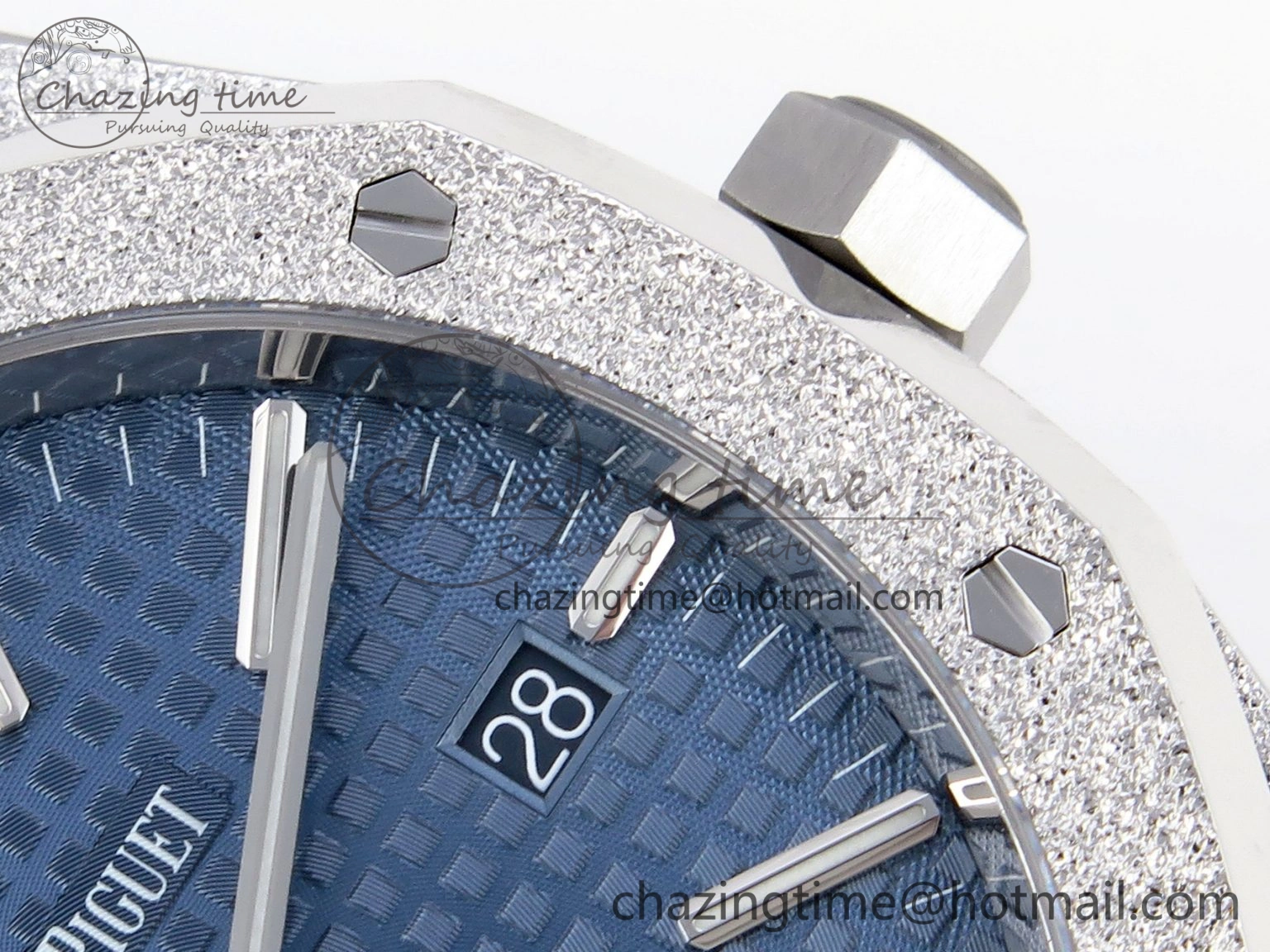 Colorful Royal Oak 41mm Frosted SS APSF 1:1 Best Edition Blue Textured Dial on SS Bracelet SA3120 Super Clone 4573