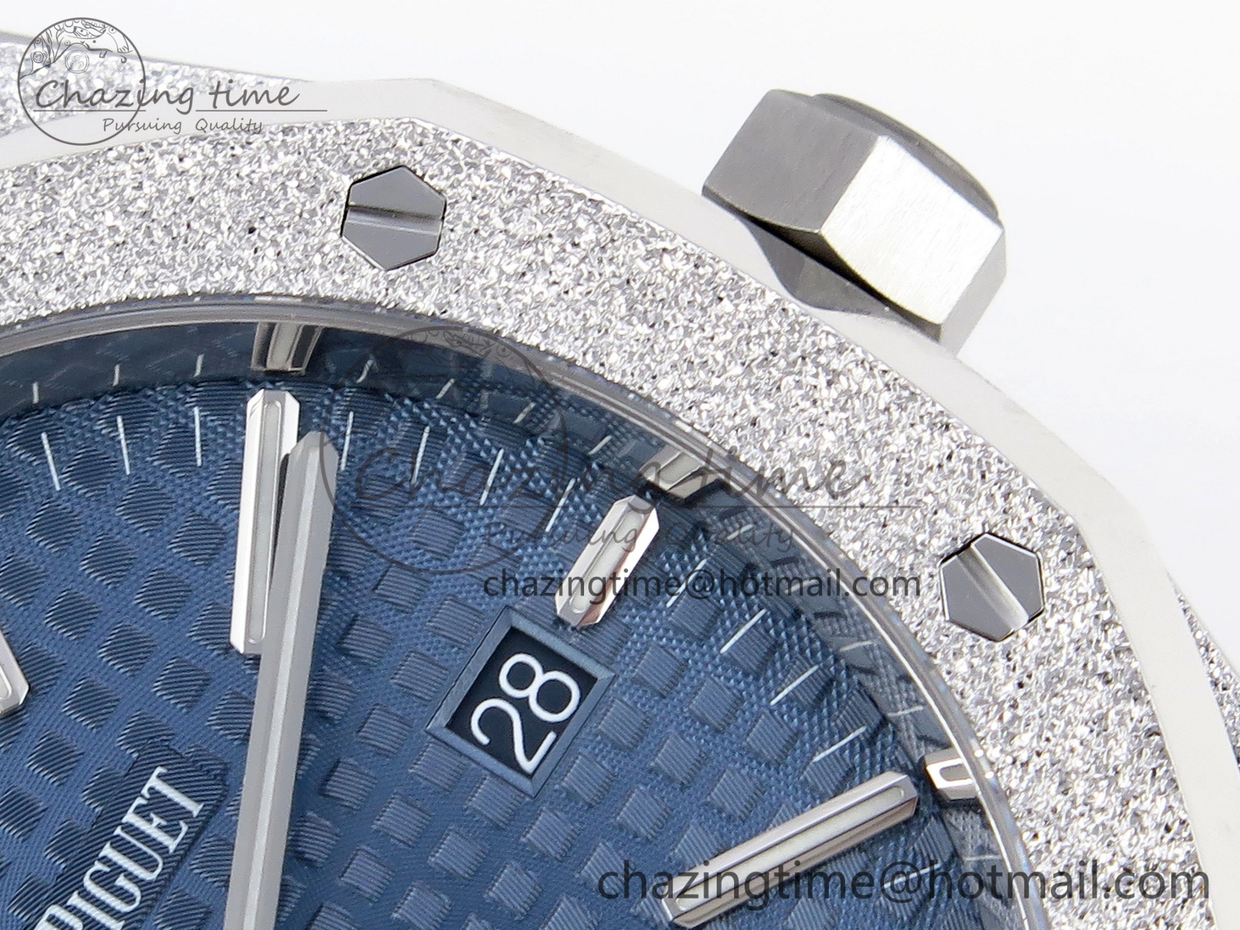 Colorful Royal Oak 41mm Frosted SS APSF 1:1 Best Edition Blue Textured Dial on SS Bracelet SA3120 Super Clone 4573