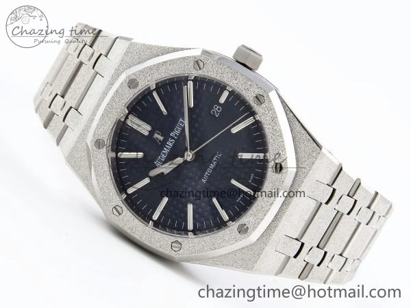 Flexible Royal Oak 41mm Frosted SS APSF 1:1 Best Edition Blue Textured Dial on SS Bracelet SA3120 Super Clone 4440