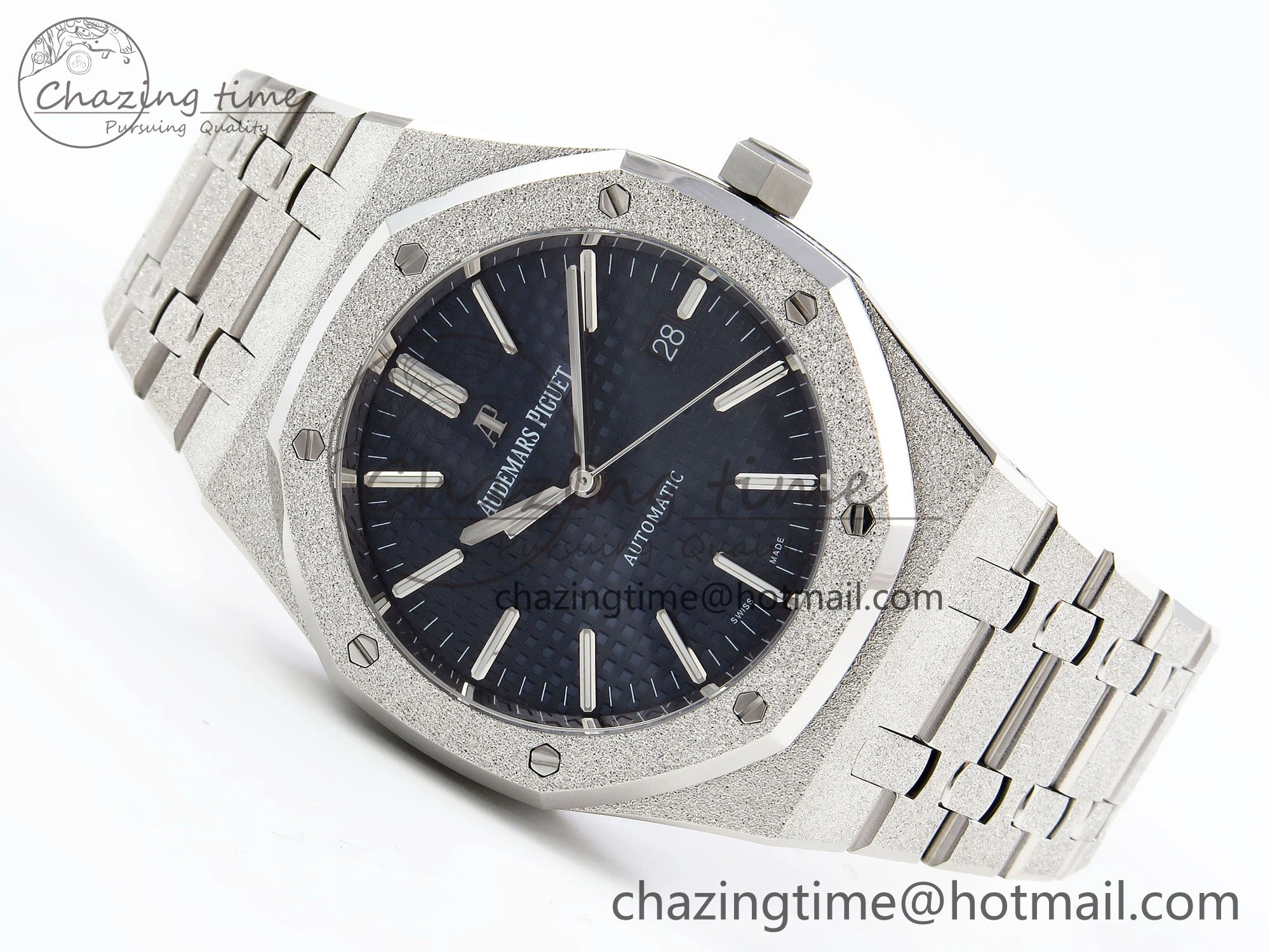 Flexible Royal Oak 41mm Frosted SS APSF 1:1 Best Edition Blue Textured Dial on SS Bracelet SA3120 Super Clone 4440