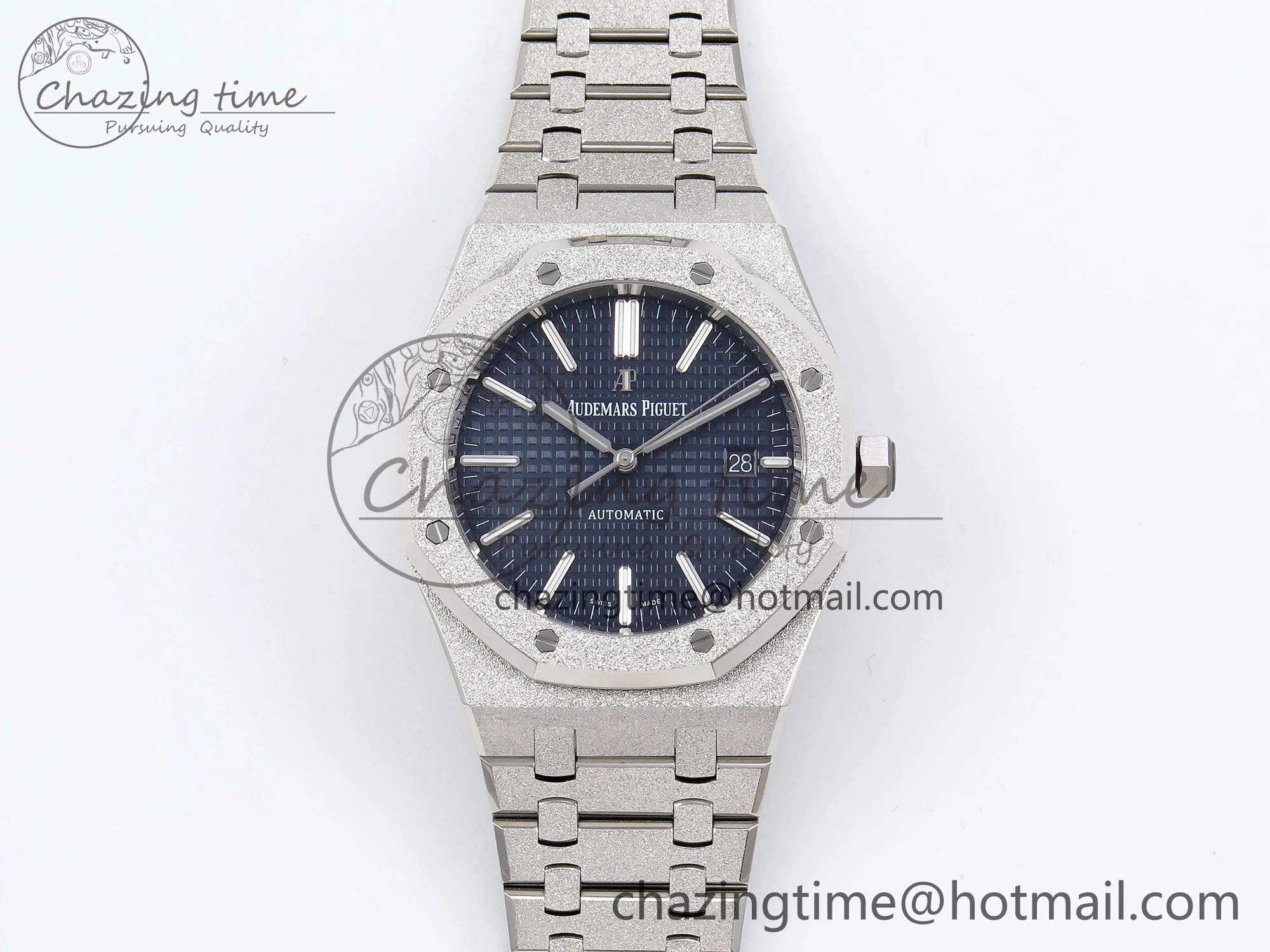 Flexible Royal Oak 41mm Frosted SS APSF 1:1 Best Edition Blue Textured Dial on SS Bracelet SA3120 Super Clone 4440