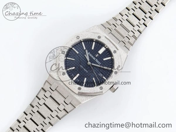 Flexible Royal Oak 41mm Frosted SS APSF 1:1 Best Edition Blue Textured Dial on SS Bracelet SA3120 Super Clone 4440