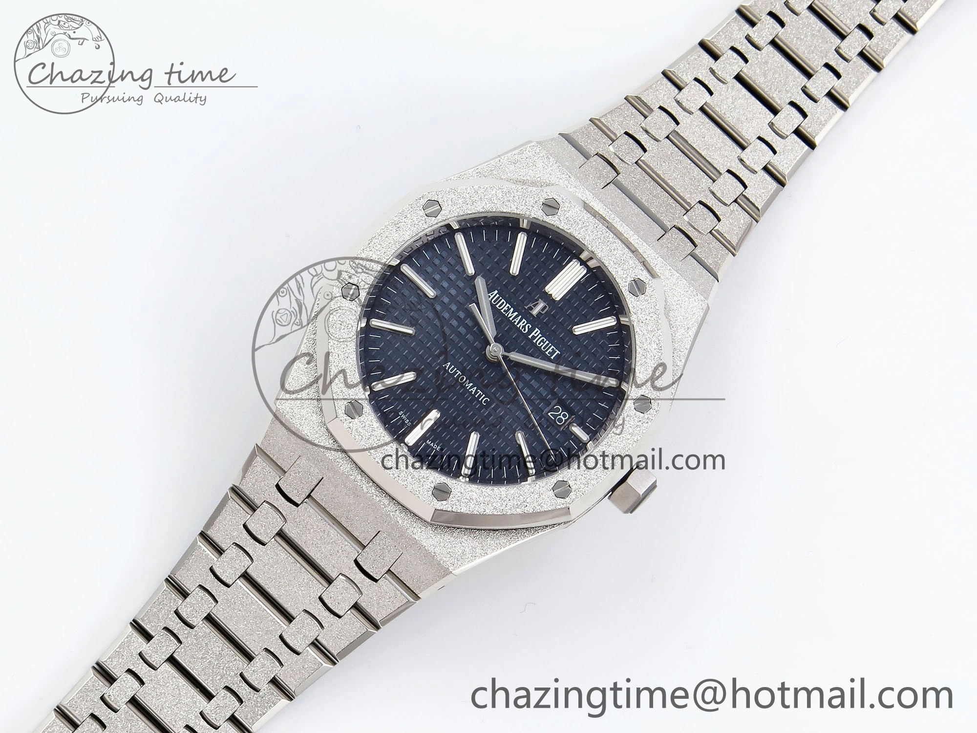 Flexible Royal Oak 41mm Frosted SS APSF 1:1 Best Edition Blue Textured Dial on SS Bracelet SA3120 Super Clone 4440
