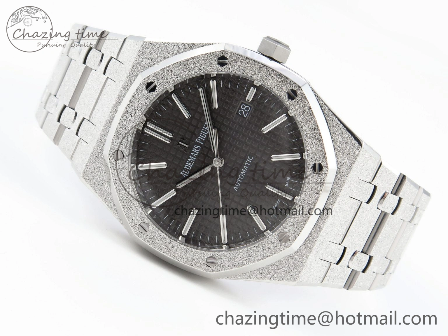 AllSeason Royal Oak 41mm Frosted SS APSF 1:1 Best Edition Gray Textured Dial on SS Bracelet SA3120 Super Clone 4572