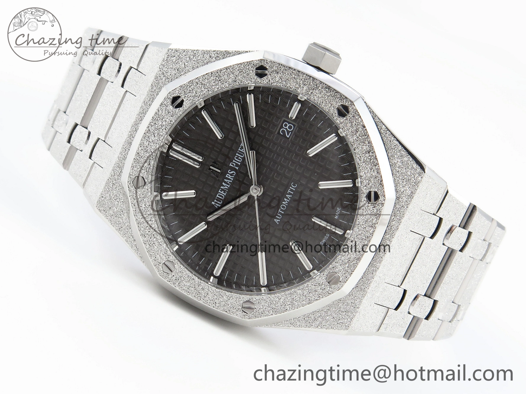 AllSeason Royal Oak 41mm Frosted SS APSF 1:1 Best Edition Gray Textured Dial on SS Bracelet SA3120 Super Clone 4572