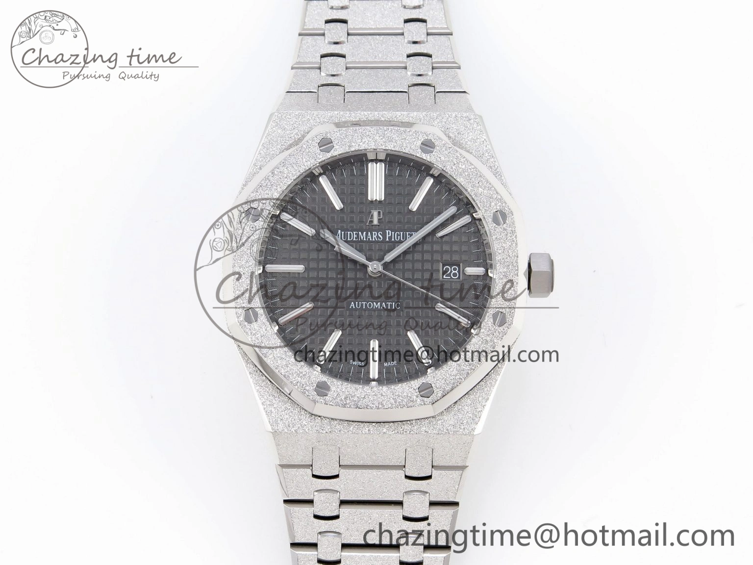 AllSeason Royal Oak 41mm Frosted SS APSF 1:1 Best Edition Gray Textured Dial on SS Bracelet SA3120 Super Clone 4572
