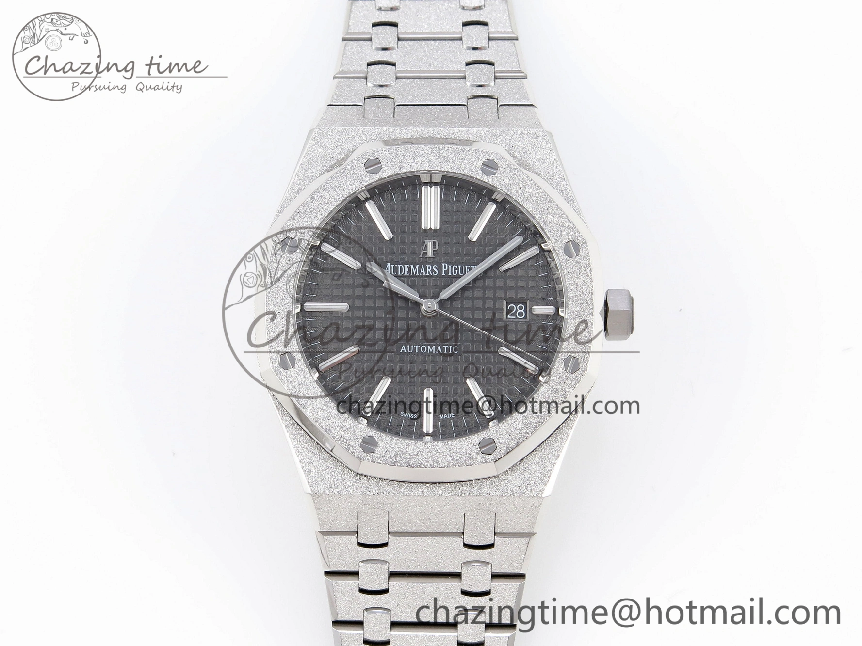AllSeason Royal Oak 41mm Frosted SS APSF 1:1 Best Edition Gray Textured Dial on SS Bracelet SA3120 Super Clone 4572