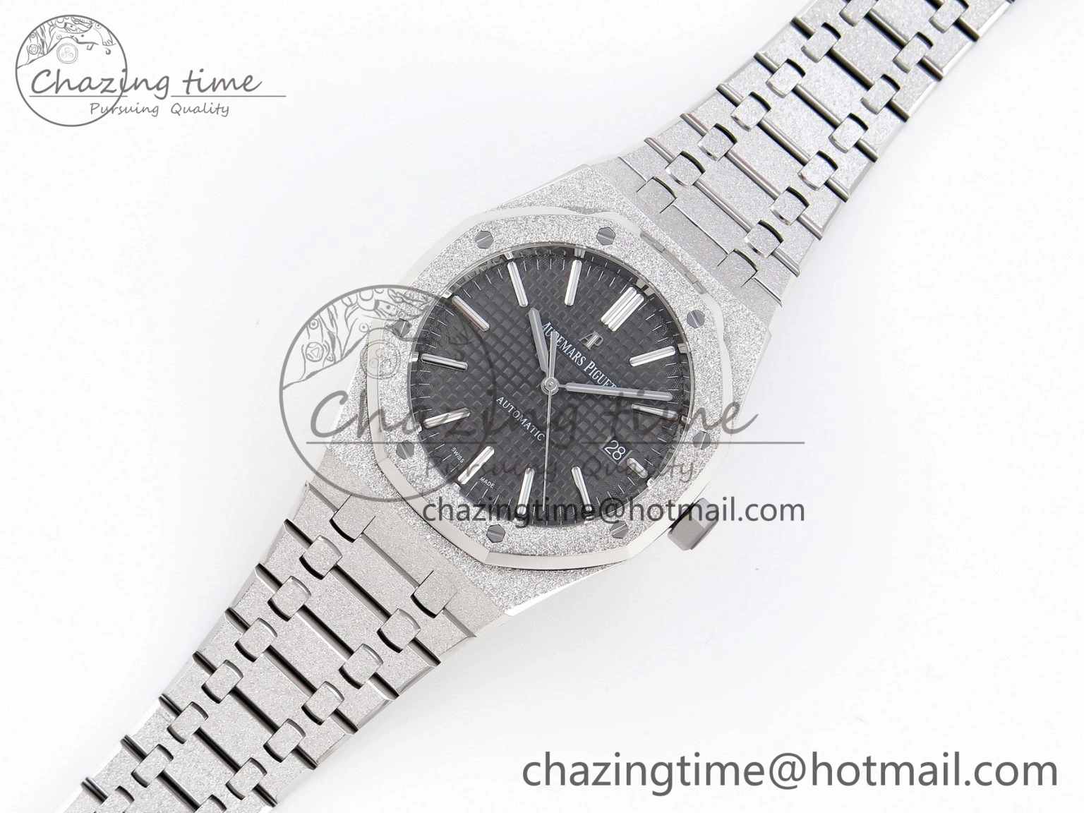 AllSeason Royal Oak 41mm Frosted SS APSF 1:1 Best Edition Gray Textured Dial on SS Bracelet SA3120 Super Clone 4572