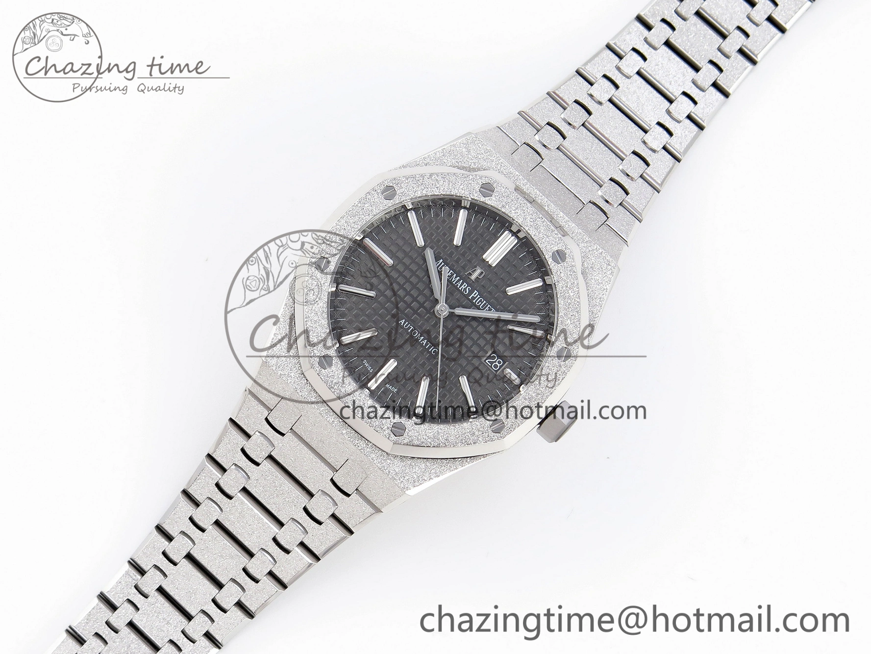 AllSeason Royal Oak 41mm Frosted SS APSF 1:1 Best Edition Gray Textured Dial on SS Bracelet SA3120 Super Clone 4572